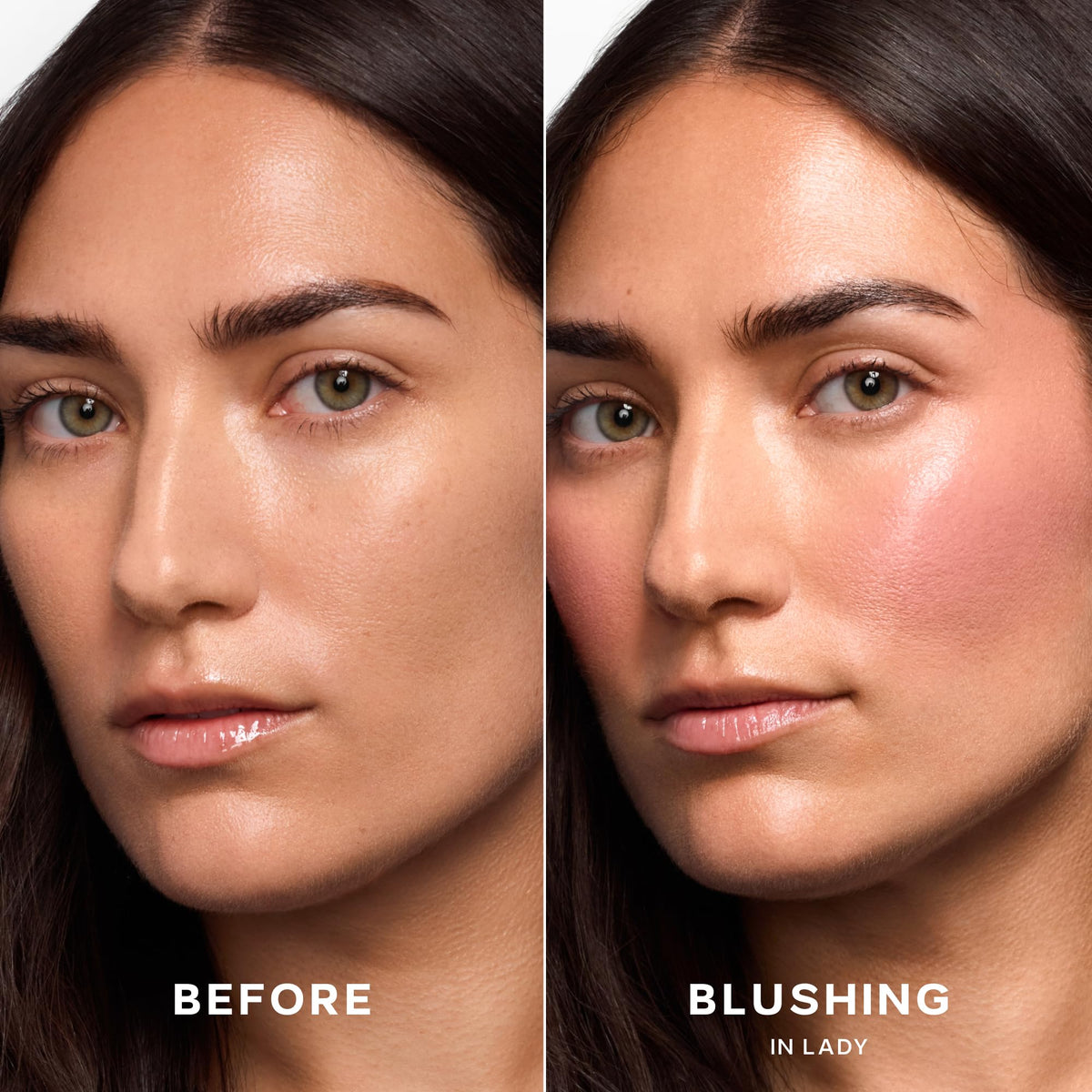 Close-up of Saie Mini Dew Liquid Blush texture on skin