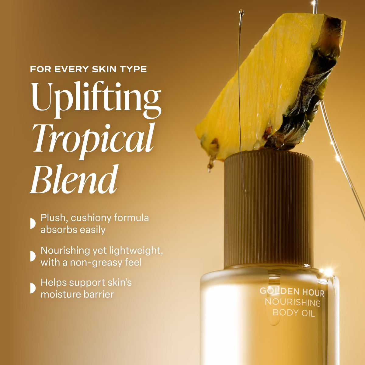 Close-up of Saltair Body Oil texture on skin