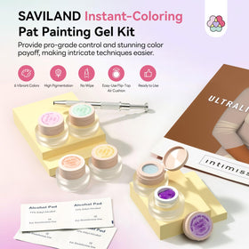Close-up of SAVILAND gel polish pots in various colours