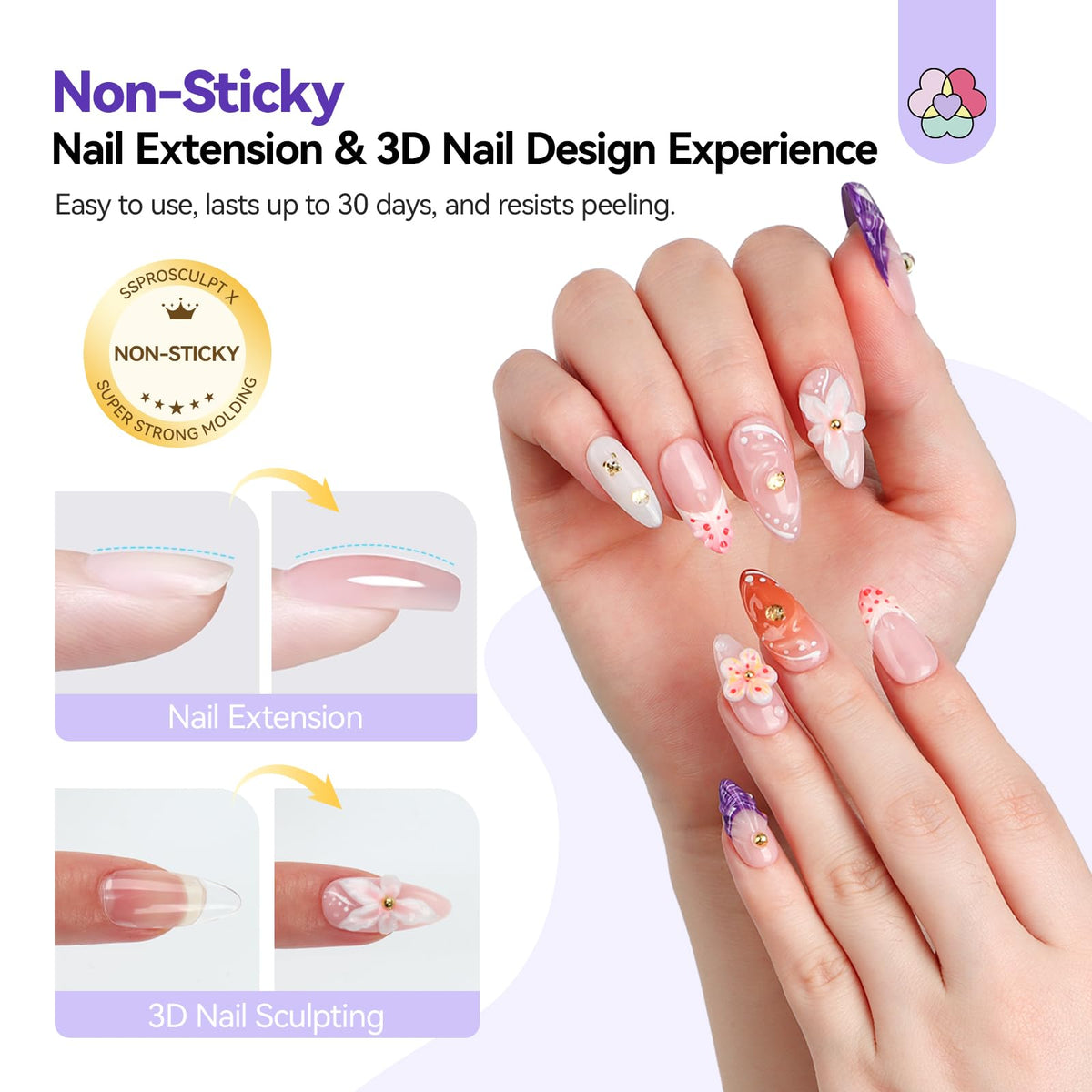 Close-up of SAVILAND nail art design