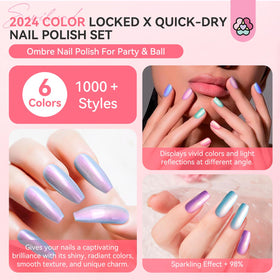 Close-up of SAVILAND nail polish bottles in pink and blue