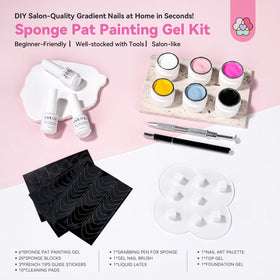 Close-up of SAVILAND nail sponges and gel polish