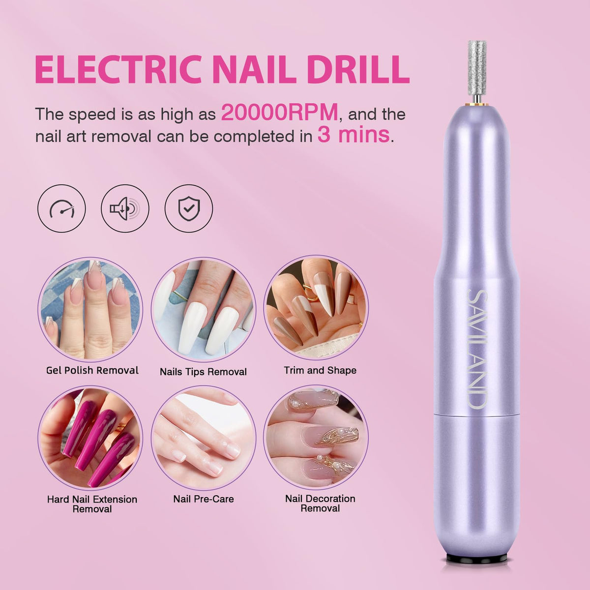 Close-up of SAVILAND pre-etched almond nail tips