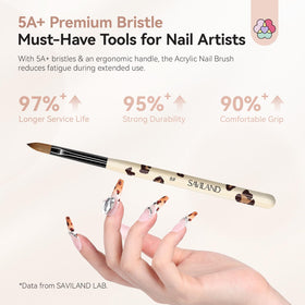 Close-up of SAVILAND size 8 acrylic nail brush