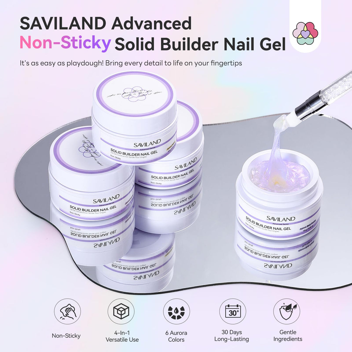 Close-up of SAVILAND Solid Builder Nail Gel texture
