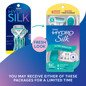 Close-up of Schick Hydro Silk razor blades
