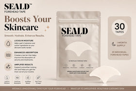Close-up of SEALD Forehead Tape patch on skin