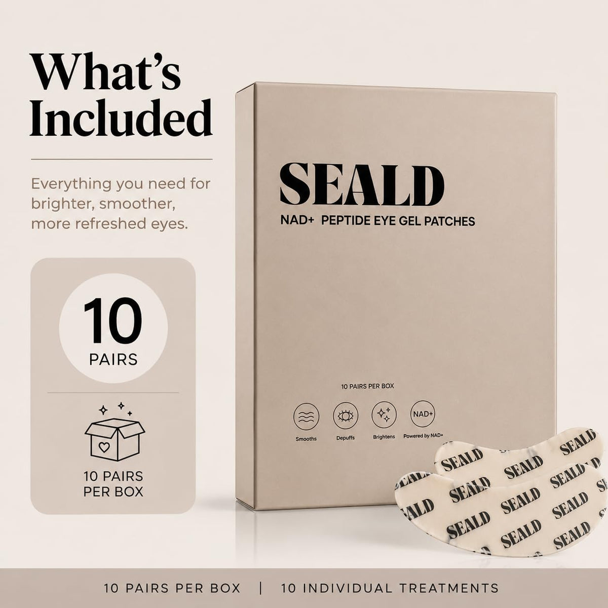 Close-up of SEALD NAD+ Peptide Eye Gel Patches showing texture