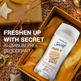 Close-up of Secret Aluminum Free Deodorant stick showing texture