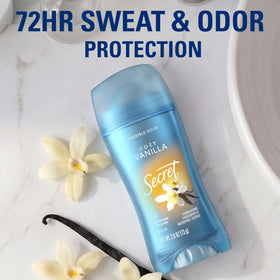 Close-up of Secret Antiperspirant Deodorant stick showing smooth application