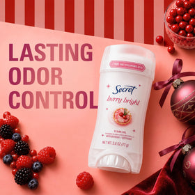 Close-up of Secret Antiperspirant with pro-hyaluronic acid label