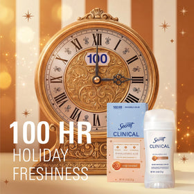 Close-up of Secret Clinical Strength Antiperspirant Deodorant 100HR Cozy Caramel packaging