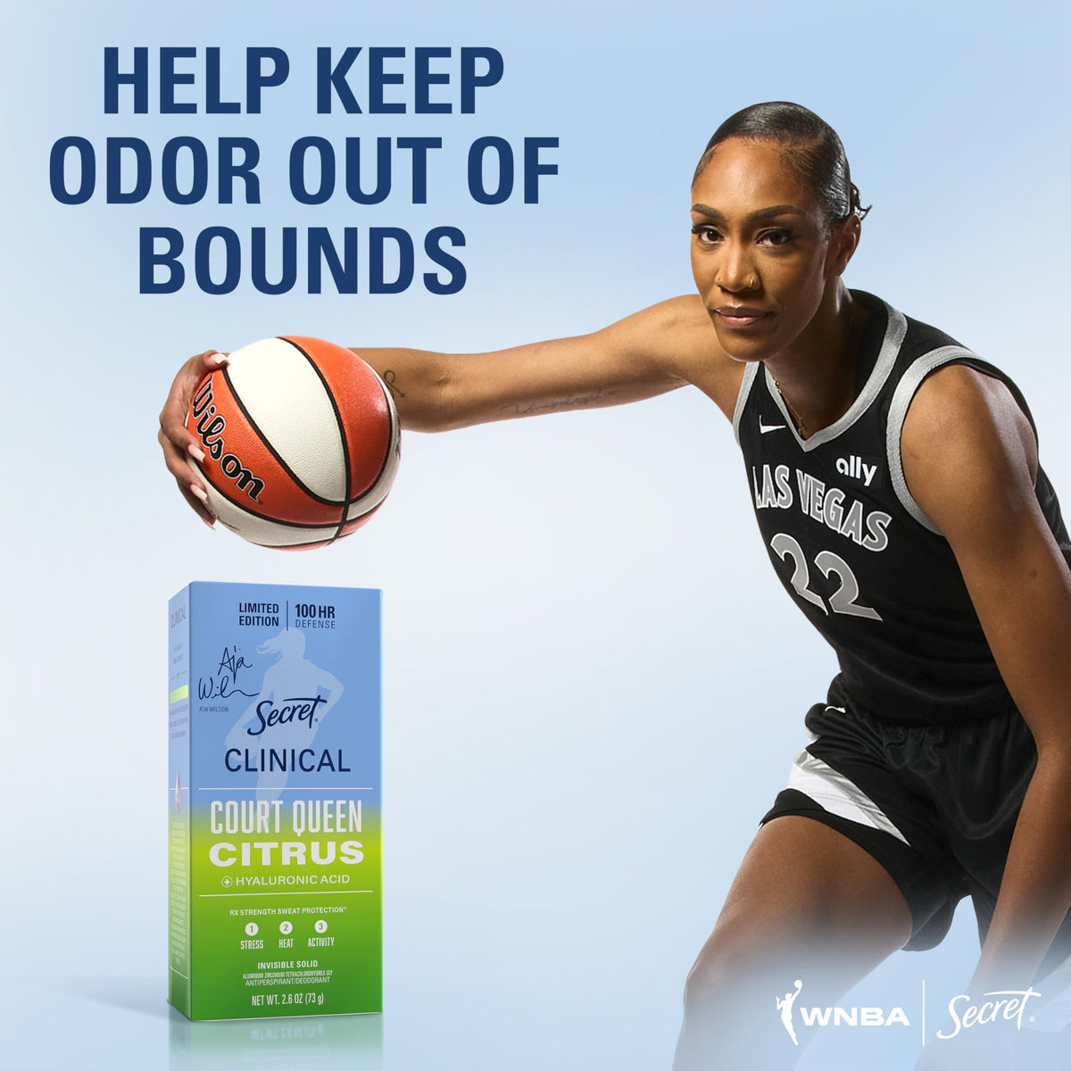 Close-up of Secret Clinical Strength Antiperspirant Deodorant with hyaluronic acid