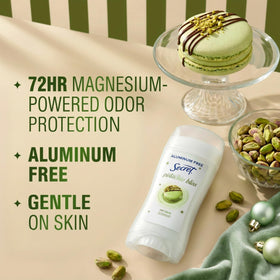 Close-up of Secret Deodorant stick with Pistachio Bliss scent