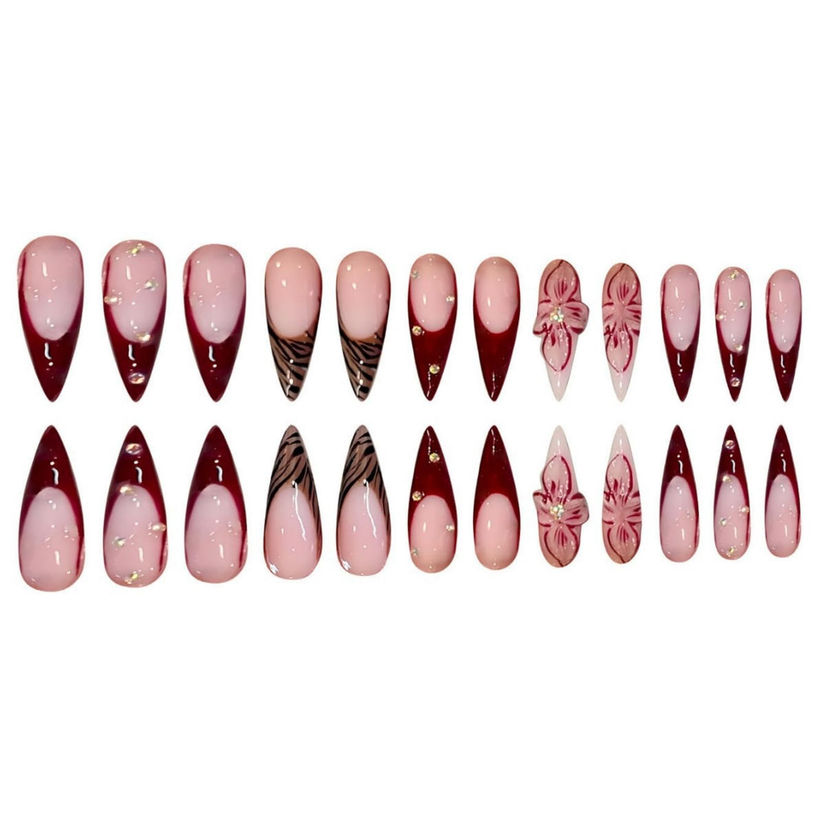 Close-up of SEENEEY Long Press on Nails showing natural fit on fingers