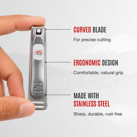 Close-up of Seki EDGE Nail Clippers showing ergonomic grip