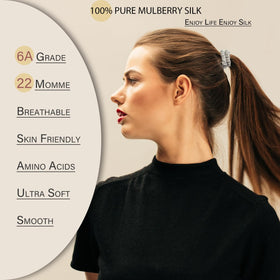 Close-up of SEMRUE silk scrunchies showcasing the smooth texture