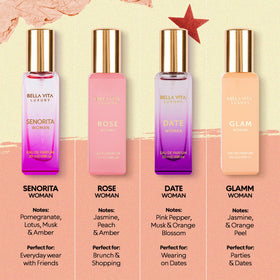 Close-up of SENORITA perfume bottle from Bella Vita set