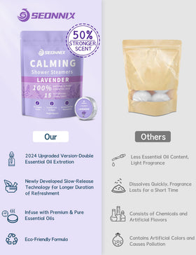 Close-up of SEONNIX Lavender Shower Steamer dissolving
