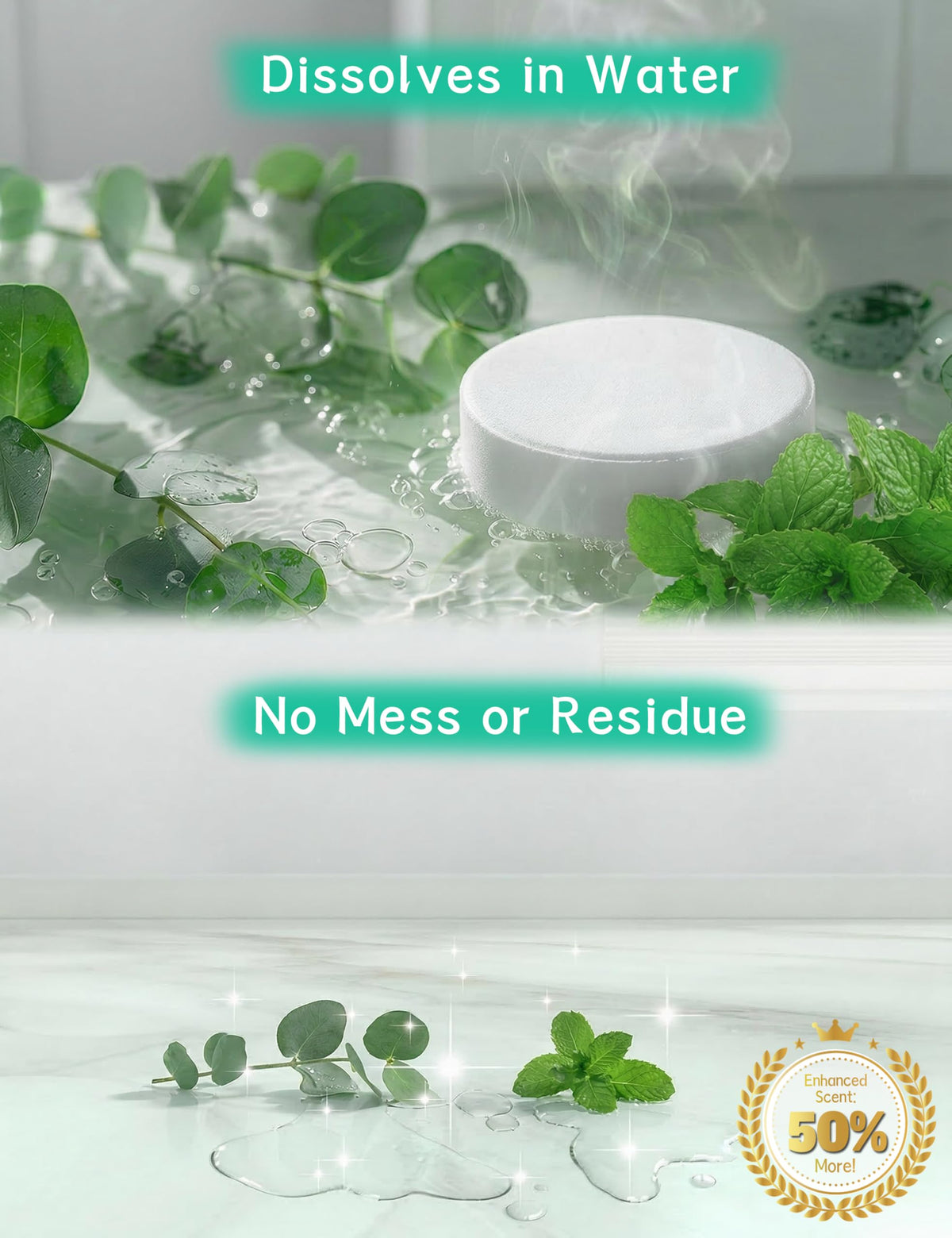 Close-up of SEONNIX shower steamer with natural essential oils