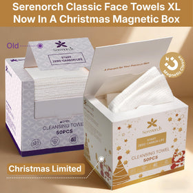 Close-up of Serenorch Christmas Disposable Face Towels XL showing texture