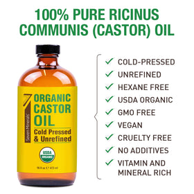 Close-up of Seven Minerals Organic Castor Oil pump