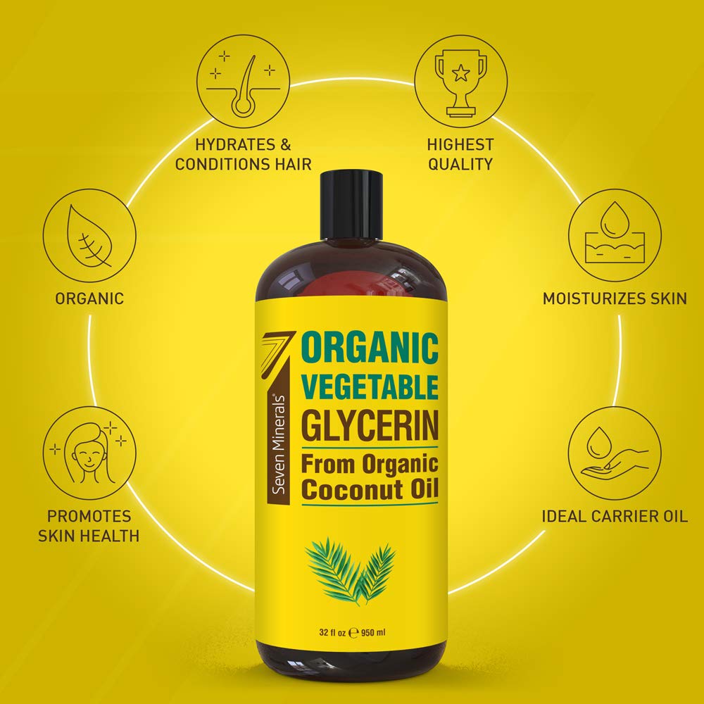 Close-up of Seven Minerals Organic Vegetable Glycerin label