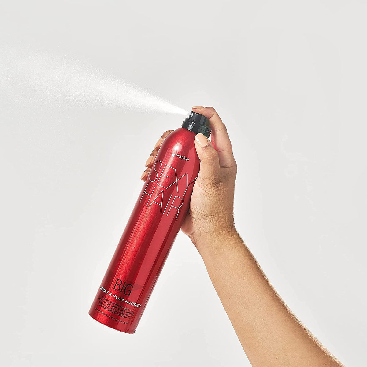 Close-up of SexyHair Big Spray & Play Harder Hairspray nozzle