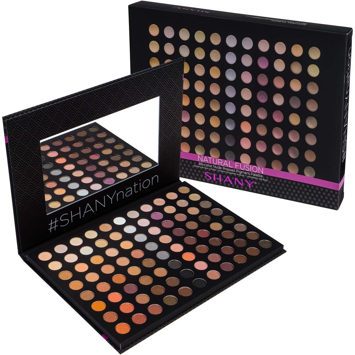 Close-up of SHANY Natural Fusion Palette showing matte and shimmer shades