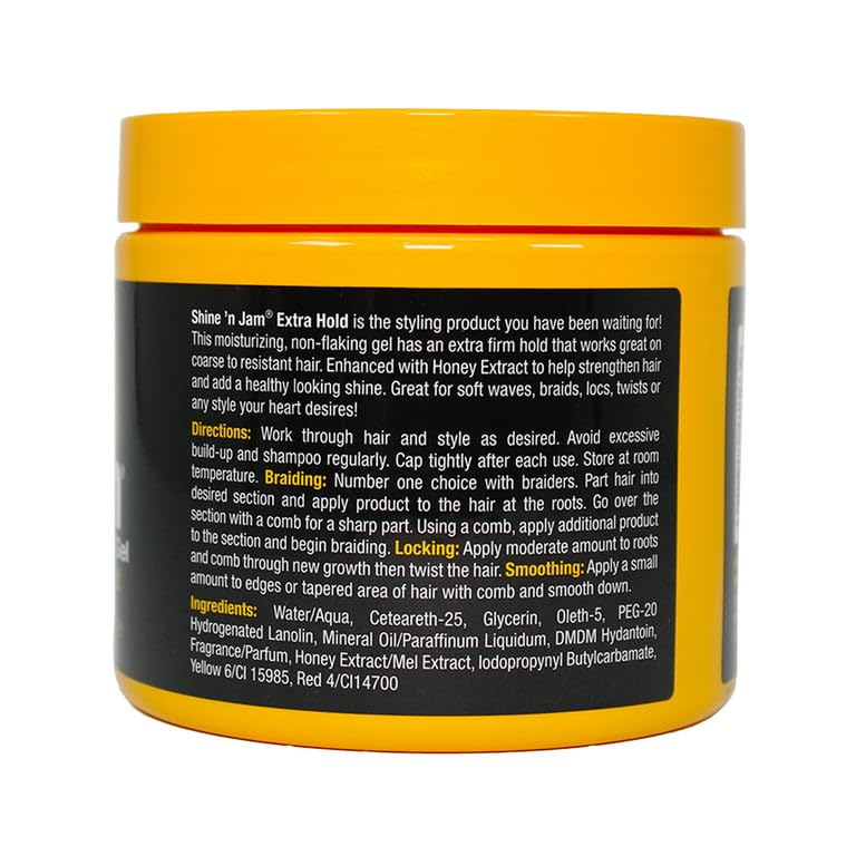 Close-up of Shine 'n Jam Conditioning Gel with honey extract