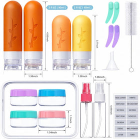 Close-up of silicone bottles from Tocelffe Travel Containers