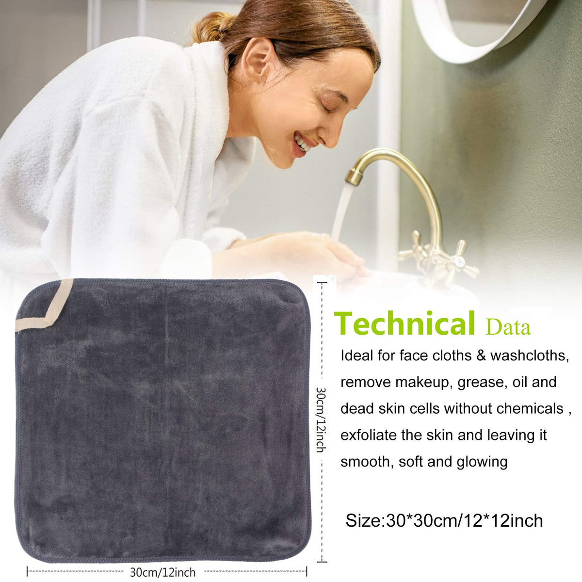 Close-up of SINLAND Brushed Microfiber Facial Cloths showing softness