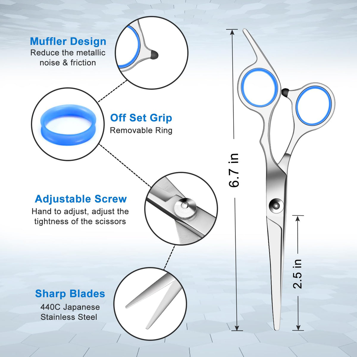 Close-up of Sirabe hair scissors with glossy finish