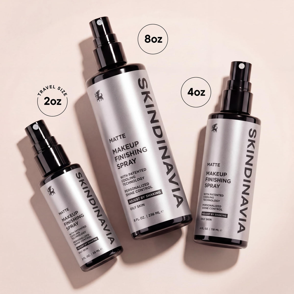 Close-up of SKINDINAVIA Matte Makeup Setting Spray 8 oz bottle