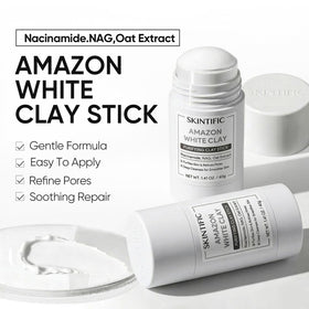 Close-up of SKINTIFIC Amazonian White Clay Mask Stick texture