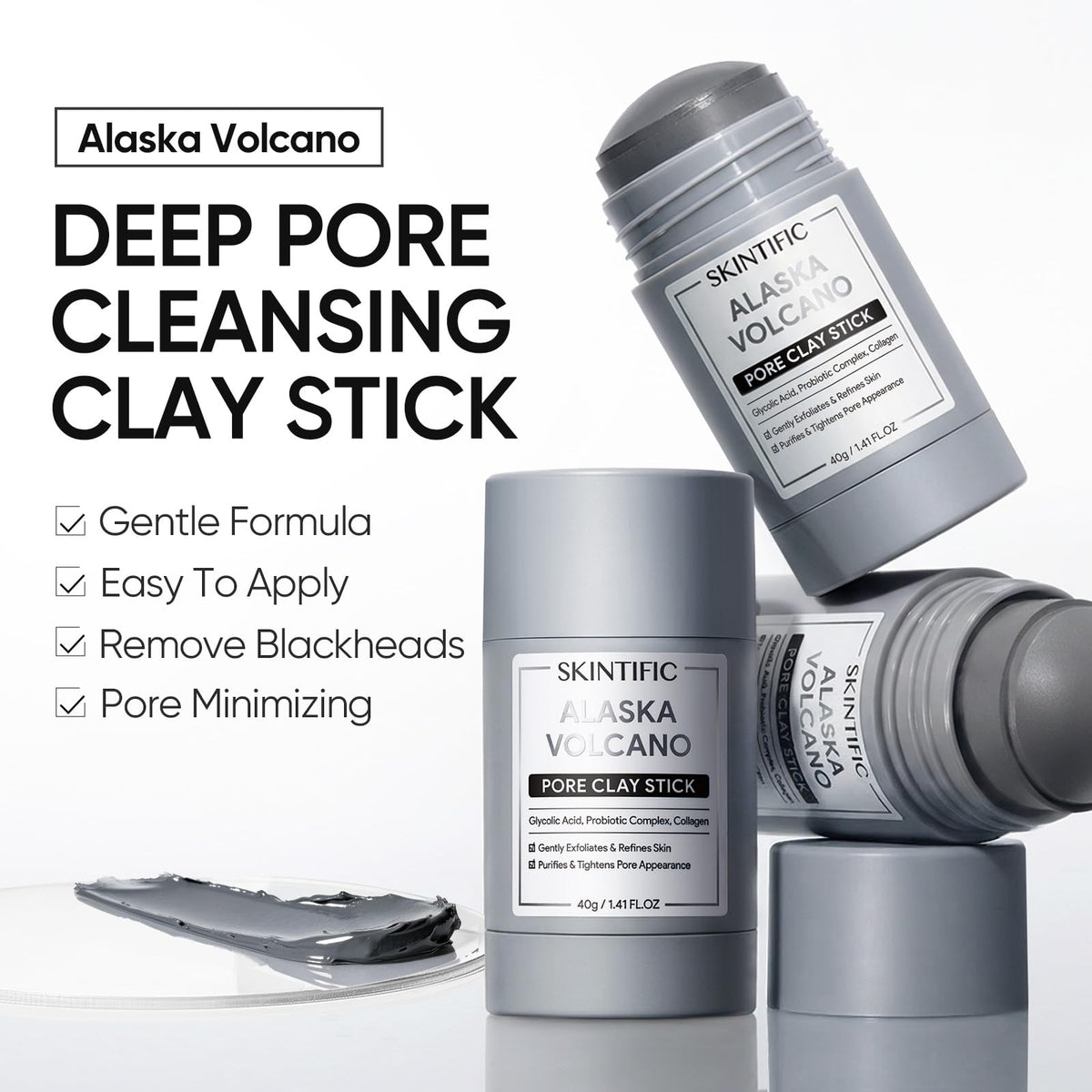 Close-up of SKINTIFIC blackhead remover mask stick application