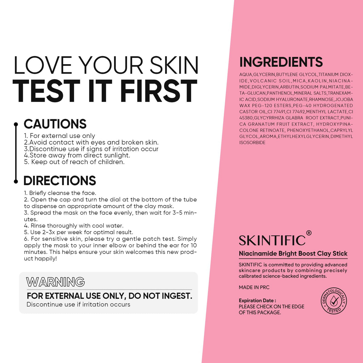 Close-up of SKINTIFIC Bright support Face Mask Stick showing texture