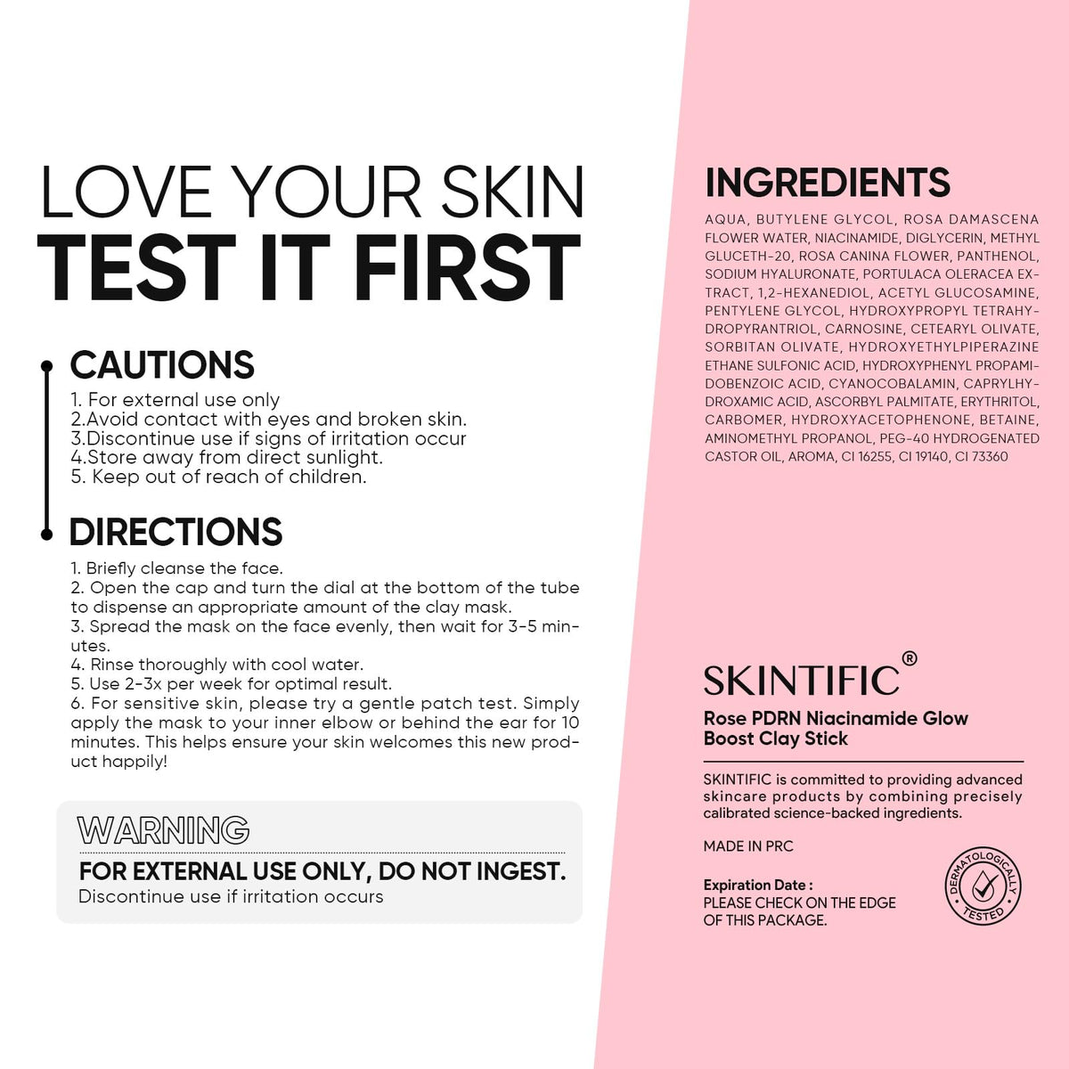 Close-up of SKINTIFIC Rose PDRN Clay Mask Stick texture