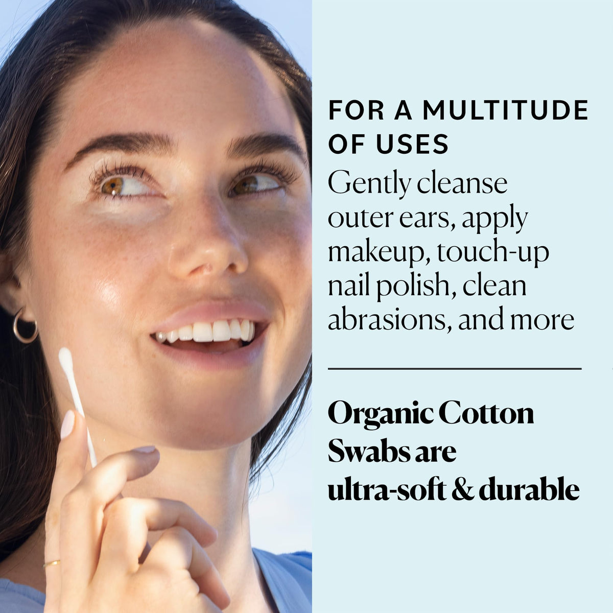 Close-up of Sky Organics Organic Cotton Swabs with soft tips
