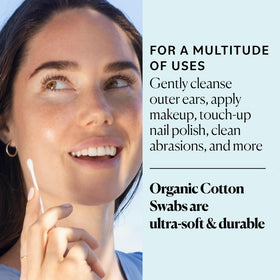 Close-up of Sky Organics Organic Cotton Swabs with soft tips