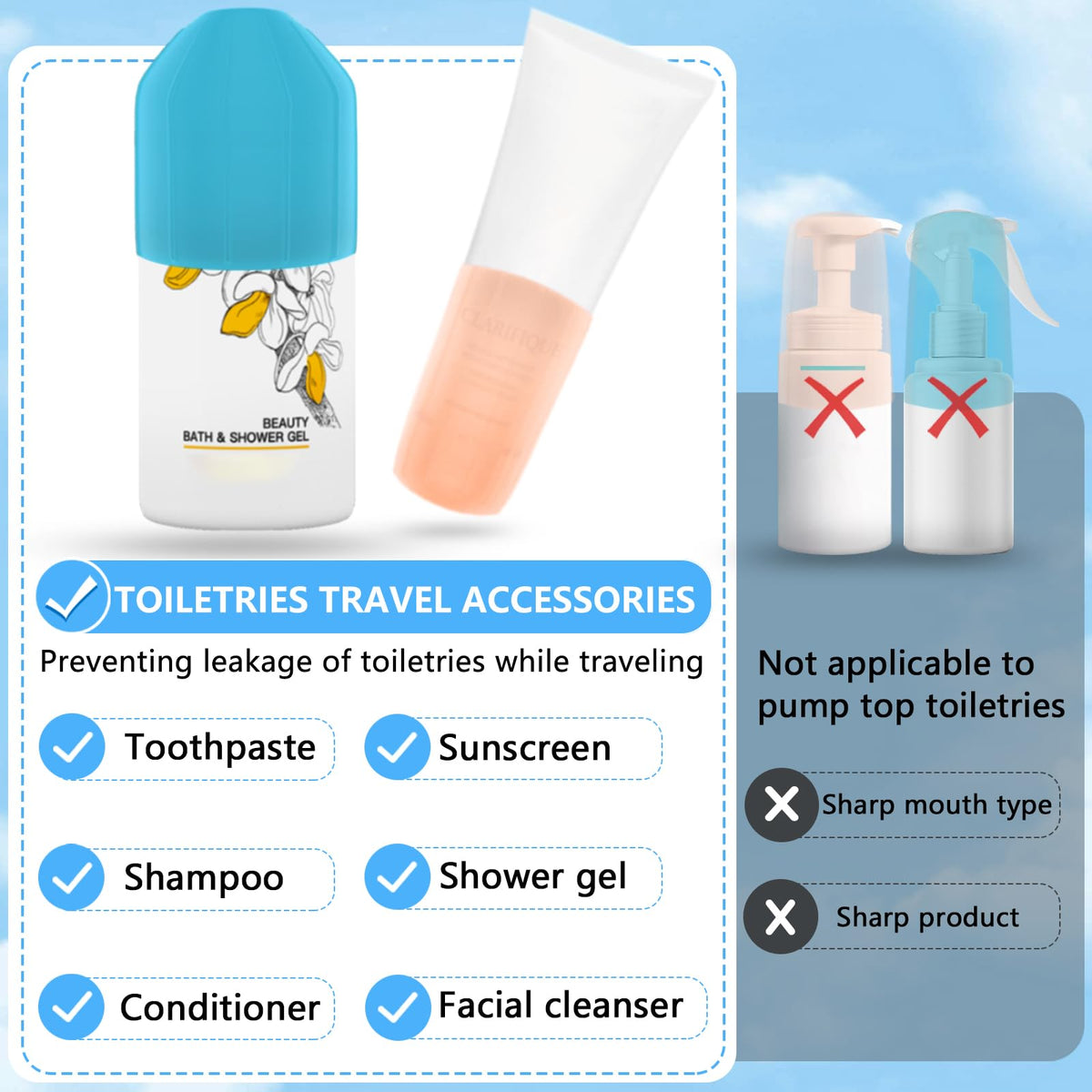 Close-up of Skyconser silicone bottle cover on a shampoo bottle