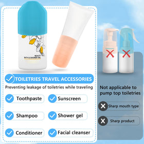 Close-up of Skyconser silicone bottle cover on a shampoo bottle