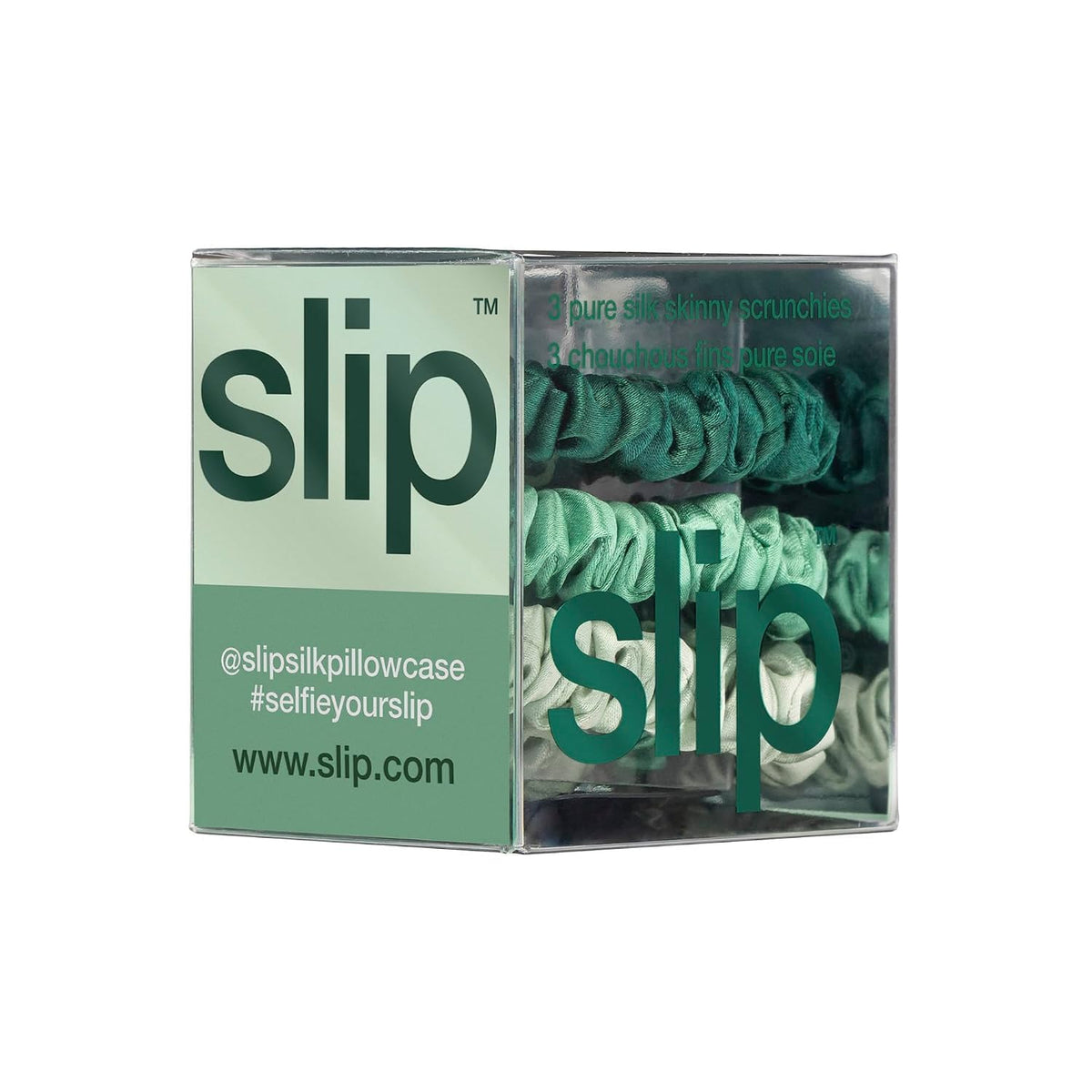 Close-up of SLIP Silk Hair Tie in sage colour
