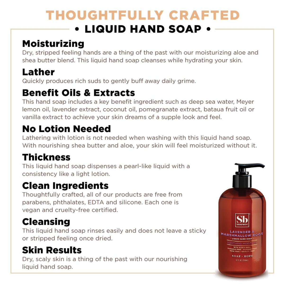 Close-up of Soapbox Lavender & Marshmallow Root Liquid Hand Soap pump