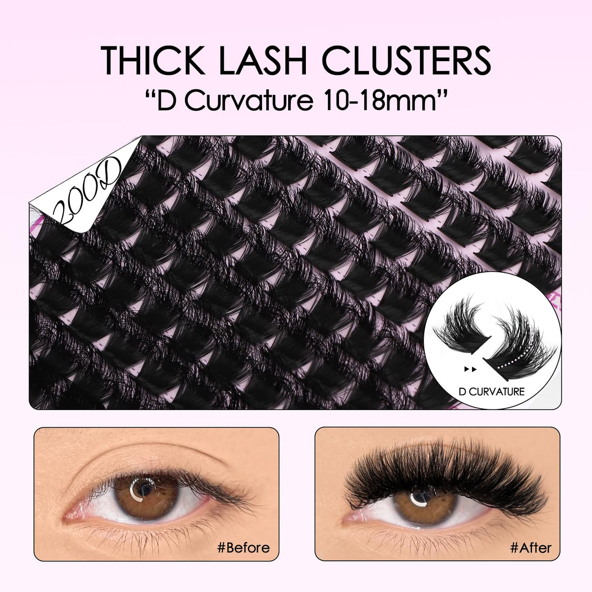 Close-up of SOFENIDA lash clusters showing thickness and texture