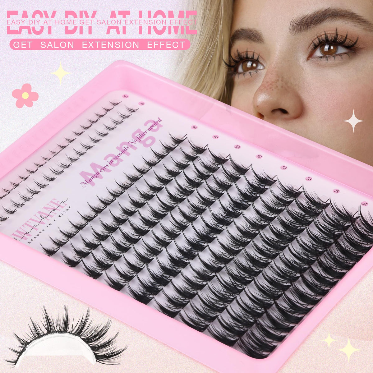 Close-up of soft and lightweight wtvane lash clusters