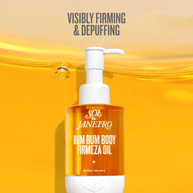 Close-up of Sol de Janeiro Bum Bum Firmeza Body Oil bottle