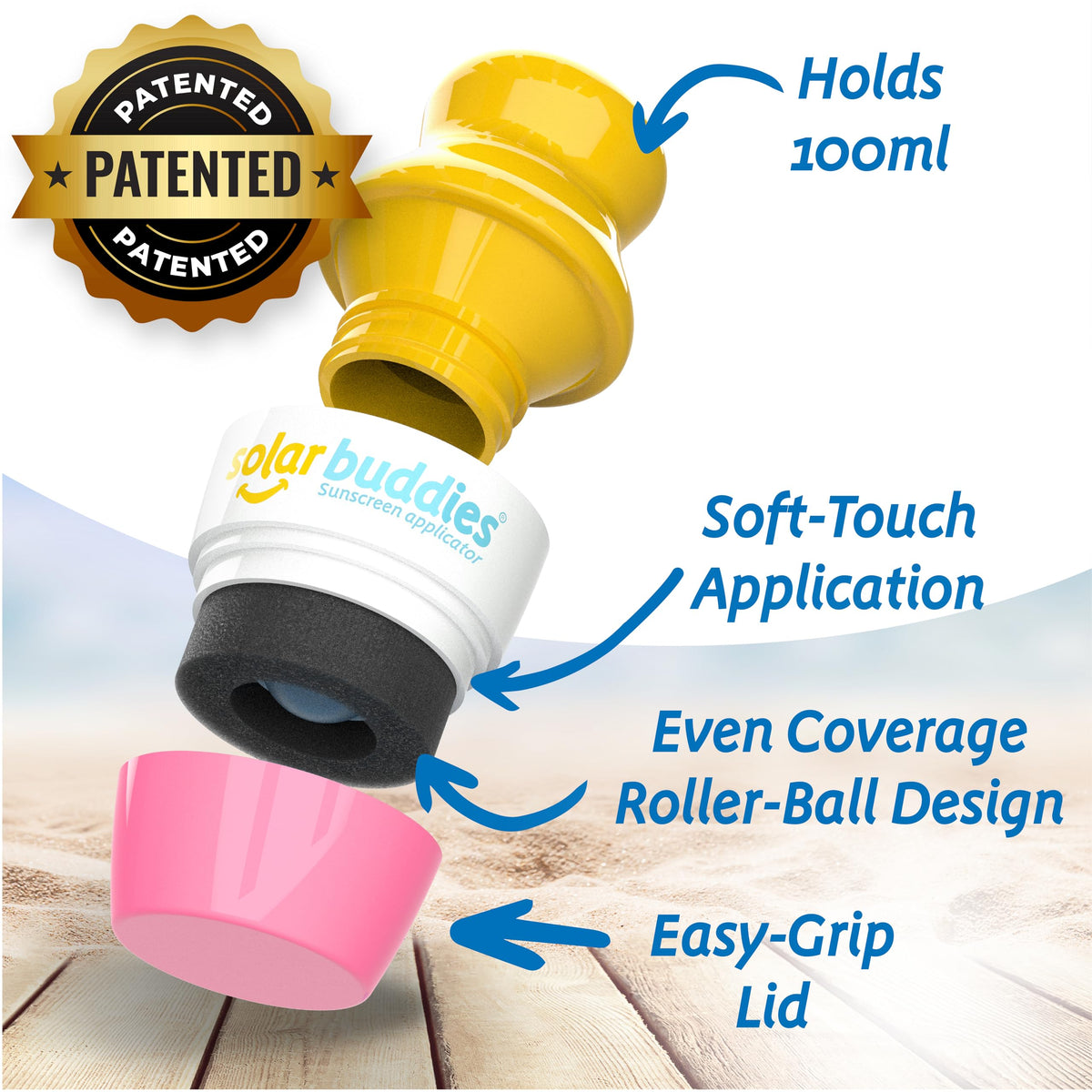Close-up of Solar Buddies Sunscreen Applicator with sponge head