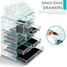 Close-up of Sorbus Large Makeup Organizer handles