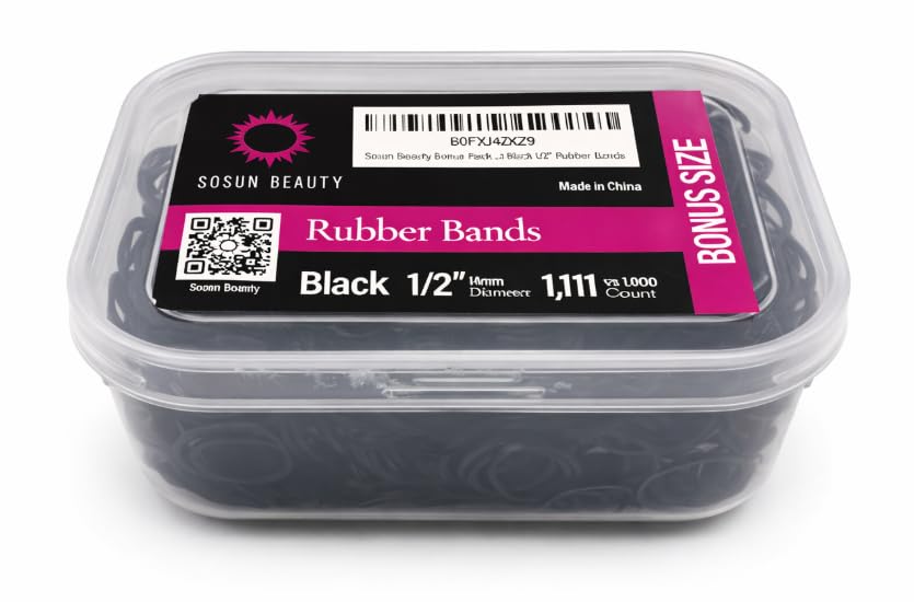 Close-up of Sosun Beauty black rubber hair bands showing texture